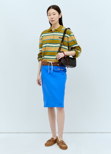 Miu Miu 徽标刺绣中长半身裙 蓝色 miu0256037