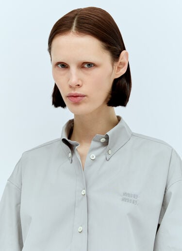 Logo Embroidery Poplin Shirt Miu Miu Logo Embroidery Poplin Shirt Grey miu0256075