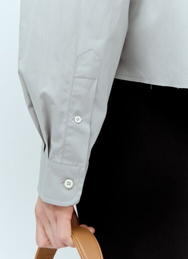 Logo Embroidery Poplin Shirt Miu Miu Logo Embroidery Poplin Shirt Grey miu0256075