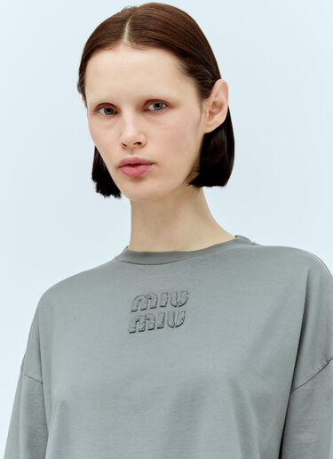 Garment-Dyed Jersey T-Shirt Miu Miu Garment-Dyed Jersey T-Shirt Grey miu0256081