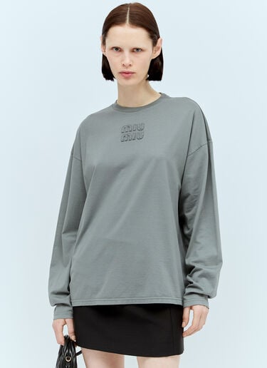 Garment-Dyed Jersey T-Shirt Miu Miu Garment-Dyed Jersey T-Shirt Grey miu0256081