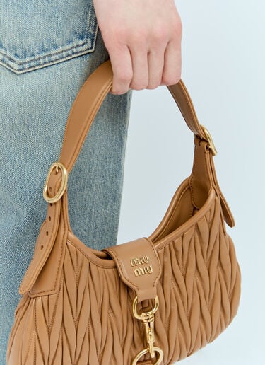 Logo Plaque Matelassé Shoulder Bag Miu Miu Logo Plaque Matelassé Shoulder Bag Brown miu0256083