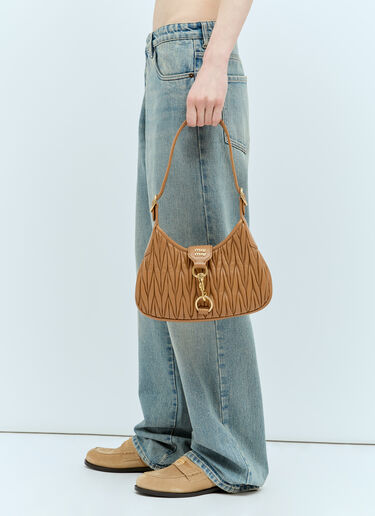 Logo Plaque Matelassé Shoulder Bag Miu Miu Logo Plaque Matelassé Shoulder Bag Brown miu0256083