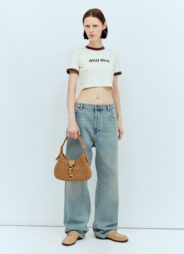 Logo Plaque Matelassé Shoulder Bag Miu Miu Logo Plaque Matelassé Shoulder Bag Brown miu0256083