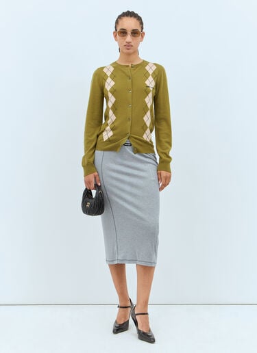 Miu Miu 실크 저지 스커트  그레이 miu0258011
