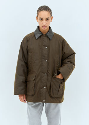 Miu Miu Waxed Canvas Blouson Jacket Brown miu0258040