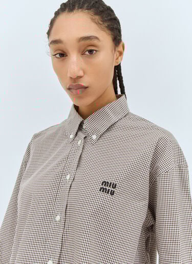 Miu Miu 깅엄 크롭 셔츠  그레이 miu0258073