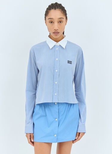 Miu Miu 스트라이프 크롭 셔츠  블루 miu0258075