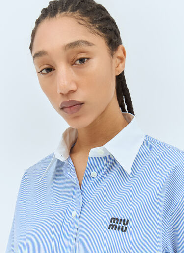 스트라이프 크롭 셔츠 Miu Miu 스트라이프 크롭 셔츠 블루 miu0258075