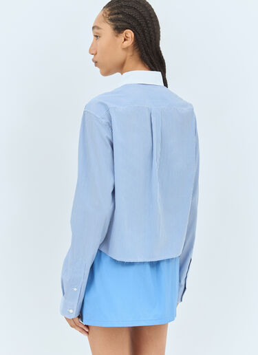 스트라이프 크롭 셔츠 Miu Miu 스트라이프 크롭 셔츠 블루 miu0258075