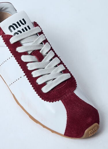 Plume Leather and Suede Sneakers Miu Miu Plume Leather and Suede Sneakers White miu0259029