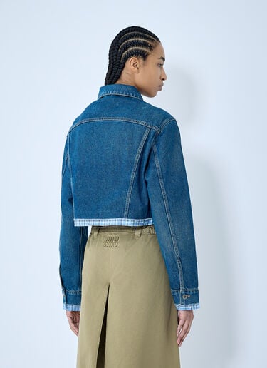 Contrast Hem Denim Jacket Miu Miu Contrast Hem Denim Jacket Blue miu0260013
