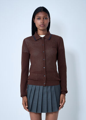 Miu Miu Open-Knit Cardigan Brown miu0261001