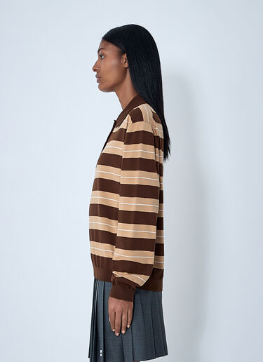Cotton Striped Polo Shirt Miu Miu Cotton Striped Polo Shirt Brown miu0261002