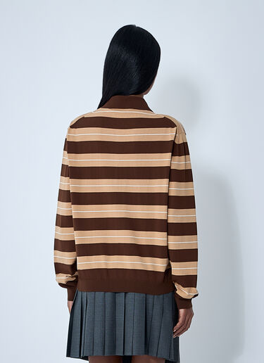 Cotton Striped Polo Shirt Miu Miu Cotton Striped Polo Shirt Brown miu0261002