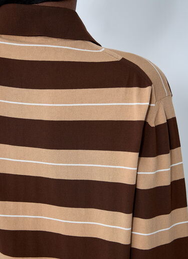 Miu Miu Cotton Striped Polo Shirt Brown miu0261002