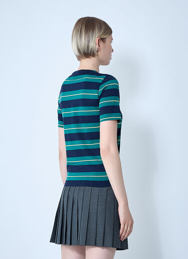 Striped Logo Motif T-Shirt Miu Miu Striped Logo Motif T-Shirt Pink miu0261007