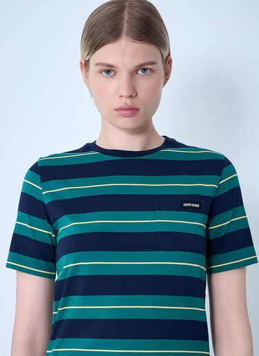 Striped Logo Motif T-Shirt Miu Miu Striped Logo Motif T-Shirt Pink miu0261007