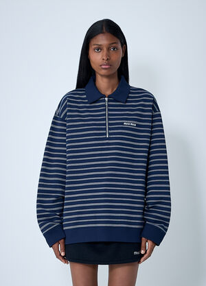 Miu Miu Striped ZIp-Up Polo Shirt Red miu0262092
