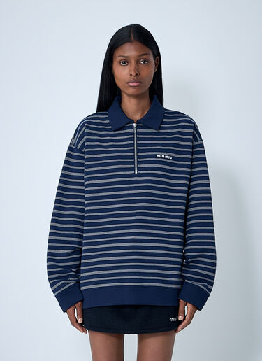 Miu Miu Striped ZIp-Up Polo Shirt Red miu0262092