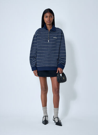 Striped ZIp-Up Polo Shirt Miu Miu Striped ZIp-Up Polo Shirt Red miu0262092