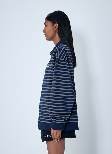 Striped ZIp-Up Polo Shirt Miu Miu Striped ZIp-Up Polo Shirt Red miu0262092