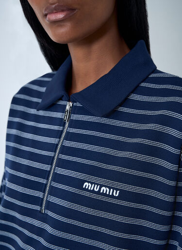 Miu Miu Striped ZIp-Up Polo Shirt Red miu0262092