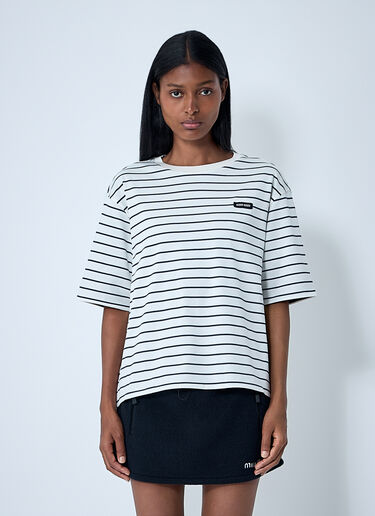 Logo Motif T-Shirt Miu Miu Logo Motif T-Shirt Brown miu0262094