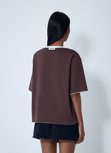 Logo Motif T-Shirt Miu Miu Logo Motif T-Shirt Brown miu0262094