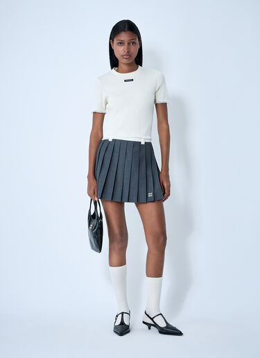 Miu Miu Logo Motif T-Shirt Beige miu0262095