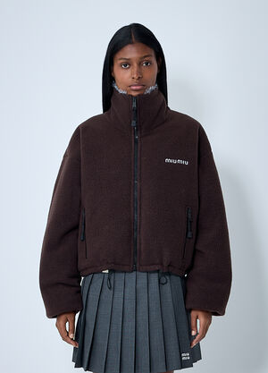 Miu Miu Zip-Up Fleece Jacket Dark Brown miu0262098