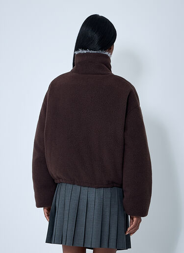 Miu Miu Zip-Up Fleece Jacket Dark Brown miu0262098