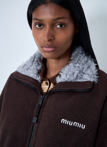 Zip-Up Fleece Jacket Miu Miu Zip-Up Fleece Jacket Dark Brown miu0262098