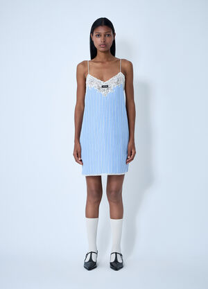 Miu Miu Striped Slip Mini Dress Blue miu0262100