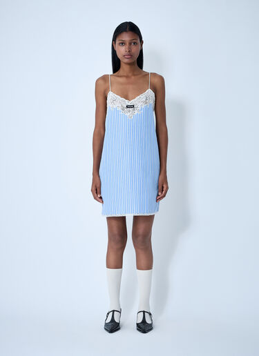 Miu Miu Striped Slip Mini Dress Blue miu0262100
