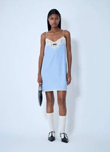 Miu Miu Striped Slip Mini Dress Blue miu0262100