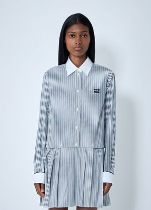 Miu Miu Striped Pleated Dress White miu0262101
