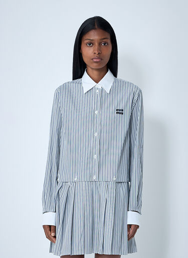 Miu Miu Striped Pleated Dress White miu0262101