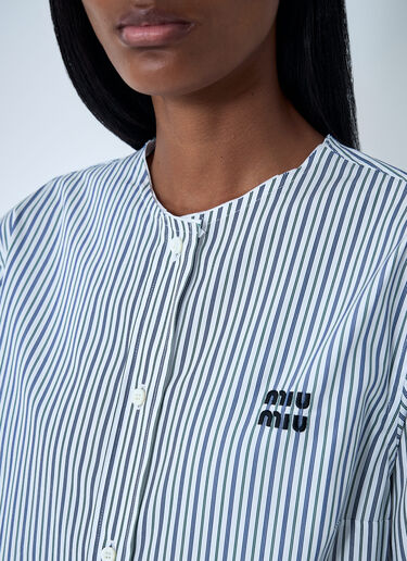 Miu Miu Striped Pleated Dress White miu0262101