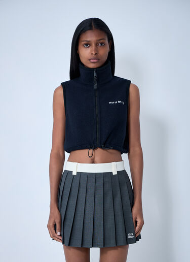 Miu Miu Logo Motif Gilet Blue miu0262104