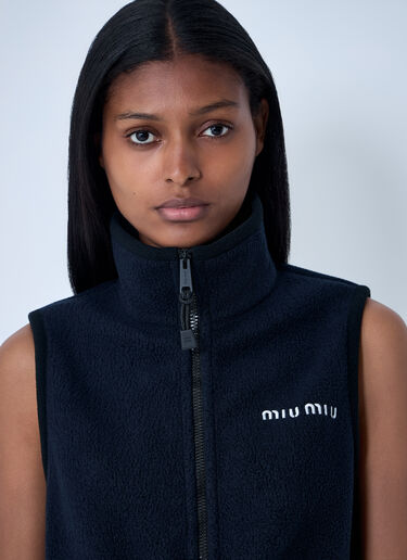 Miu Miu Logo Motif Gilet Blue miu0262104