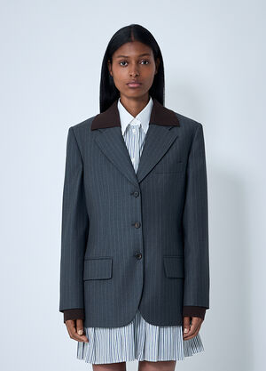 Miu Miu Wool Blazer Blue miu0262105