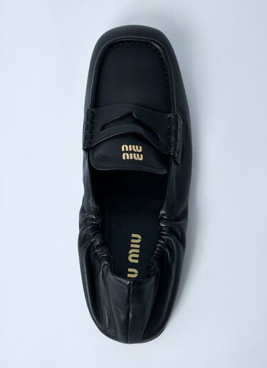 로고 모티프 가죽 로퍼 Miu Miu 로고 모티프 가죽 로퍼 블랙 miu0262106
