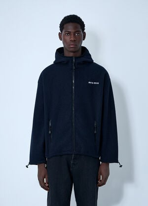 Miu Miu Hooded Logo Motif Sweatshirt Blue miu0362002