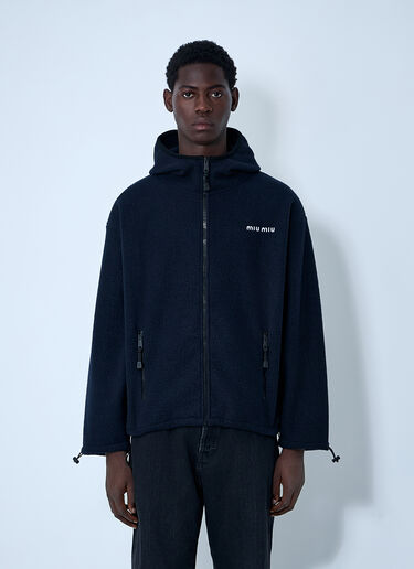 Miu Miu Hooded Logo Motif Sweatshirt Blue miu0362002