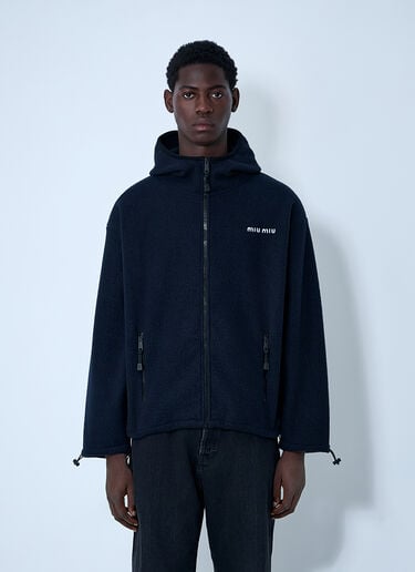 Hooded Logo Motif Sweatshirt Miu Miu Hooded Logo Motif Sweatshirt Blue miu0362002