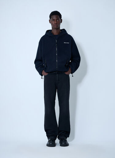 Miu Miu Hooded Logo Motif Sweatshirt Blue miu0362002