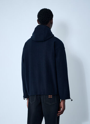 Miu Miu Hooded Logo Motif Sweatshirt Blue miu0362002
