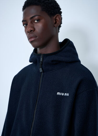 Miu Miu Hooded Logo Motif Sweatshirt Blue miu0362002