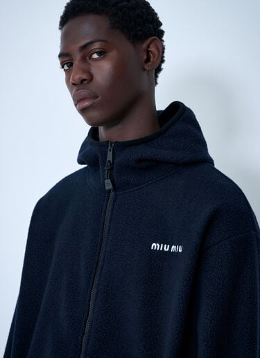 Hooded Logo Motif Sweatshirt Miu Miu Hooded Logo Motif Sweatshirt Blue miu0362002
